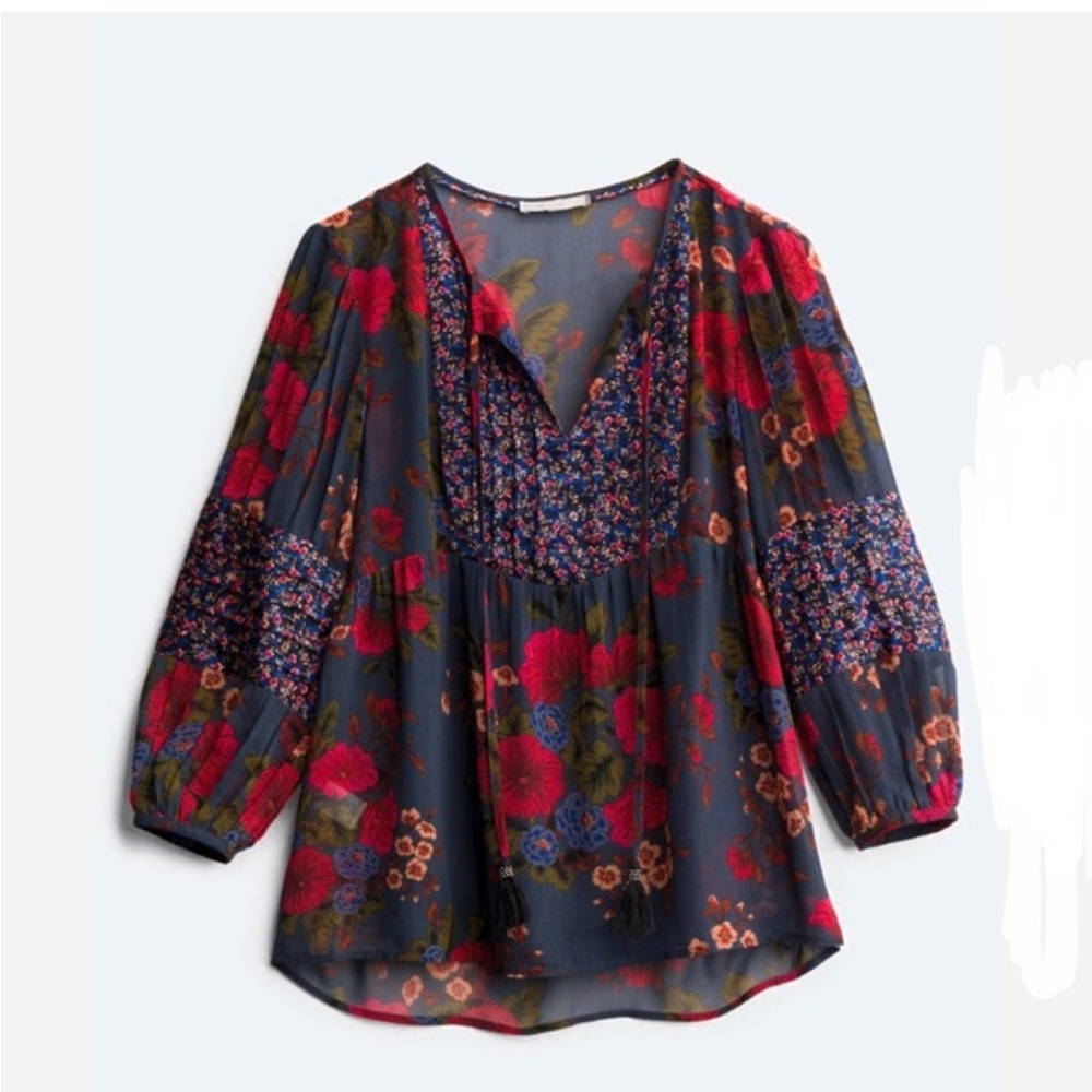 Daniel Rainn Floral Tassel Detail Top Blouse